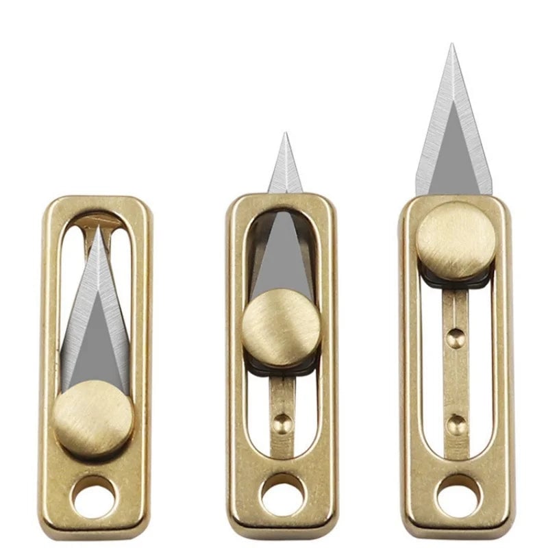 Mini Brass Push Knife Keychain - EDC Package Opener & Camping Tool