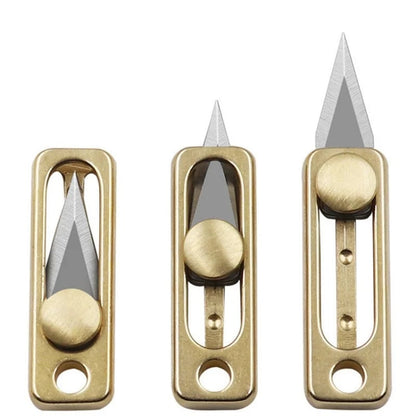 Mini Brass Push Knife Keychain - EDC Package Opener & Camping Tool