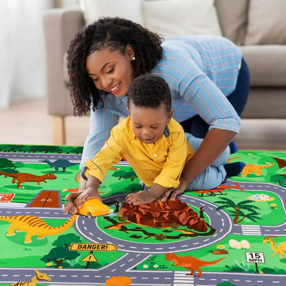 Dinosaur Track Carpet Floor Mat - Kids Educational Play Mat