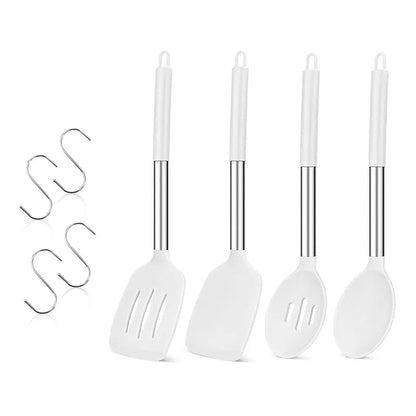 4Pcs Heat Resistant Silicone Cooking Utensil Set Spatulas Spoons
