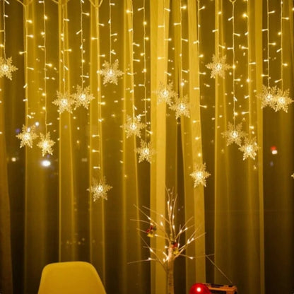3M LED Snowflake Curtain String Lights Waterproof Outdoor Christmas