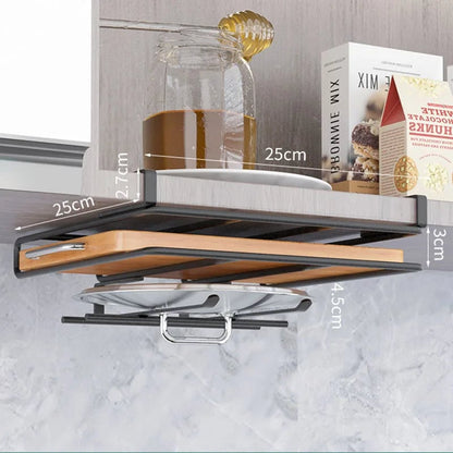 Under Cabinet Storage Basket Rack - Kitchen Cutting Board Organizer