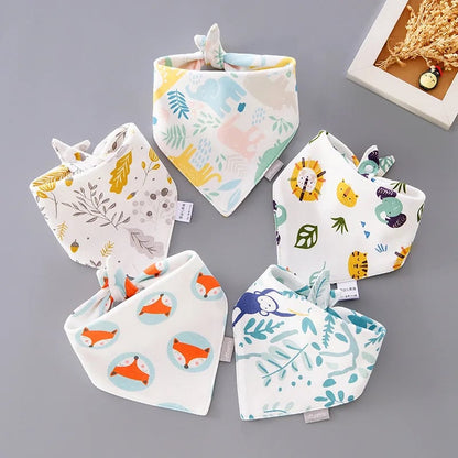 Cotton Triangle Bandana Bibs Set - Waterproof Baby Saliva Towels 5pc
