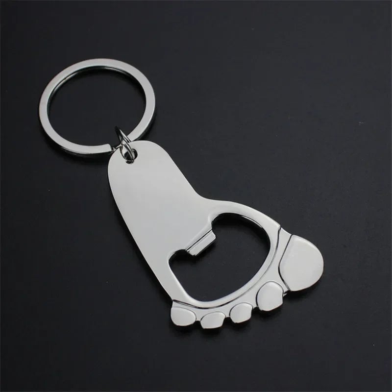 Metal Foot Keychain Bottle Opener - Beer Cap Corkscrew Key Ring Z004