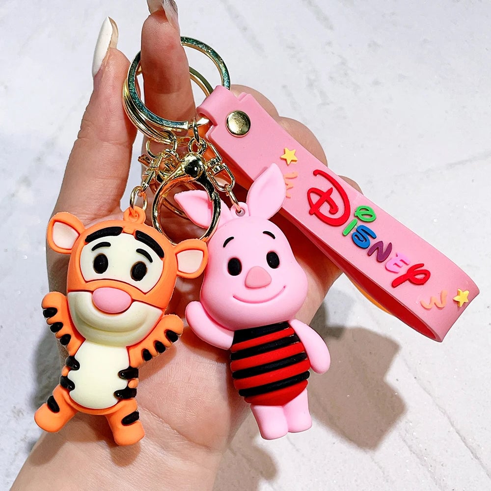 Winnie Pooh PVC Keychain Set - Eeyore Tigger Piglet Character Keyrings