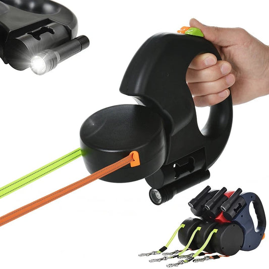 3m Retractable Dog Leash Dual Lead 360° Swivel Reflective Small Dogs