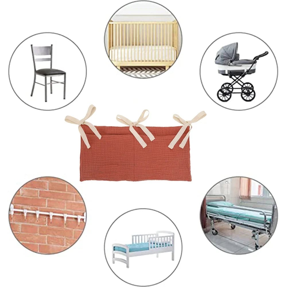 Multifunctional Crib Storage Organizer Baby Diaper Bag Bedside