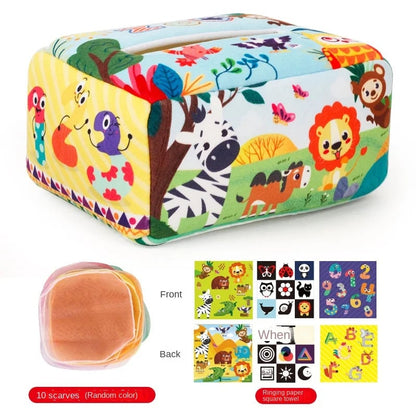 Baby Montessori Magic Tissue Box - Educational Sensory Busy Board