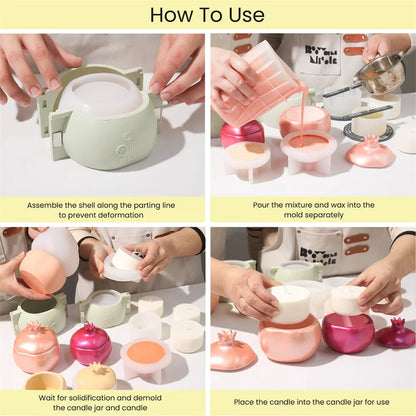 Nicole Pomegranate Concrete Candle Jar Silicone Mold for Jesmonite DIY