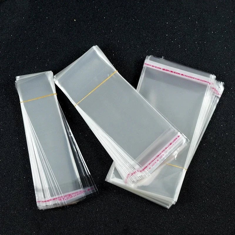 100pcs Long Clear OPP Self Adhesive Bags - Dust Water Proof Packaging