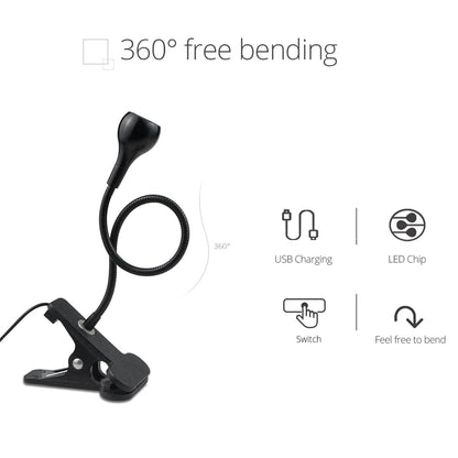 USB Flexible Table Lamp with Clip Holder - Reading Study Light