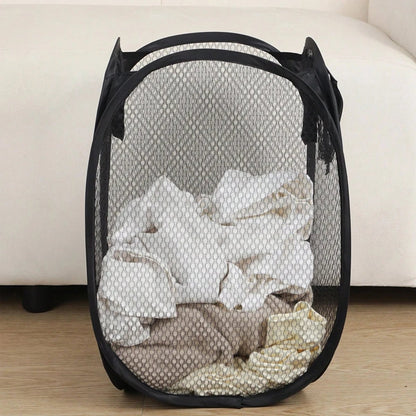 Foldable Mesh Laundry Sorting Basket with Frame - Dirty Clothes