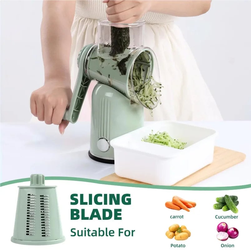 5-Blade Rotary Cheese Grater with Suction Base - Vegetable Shredder