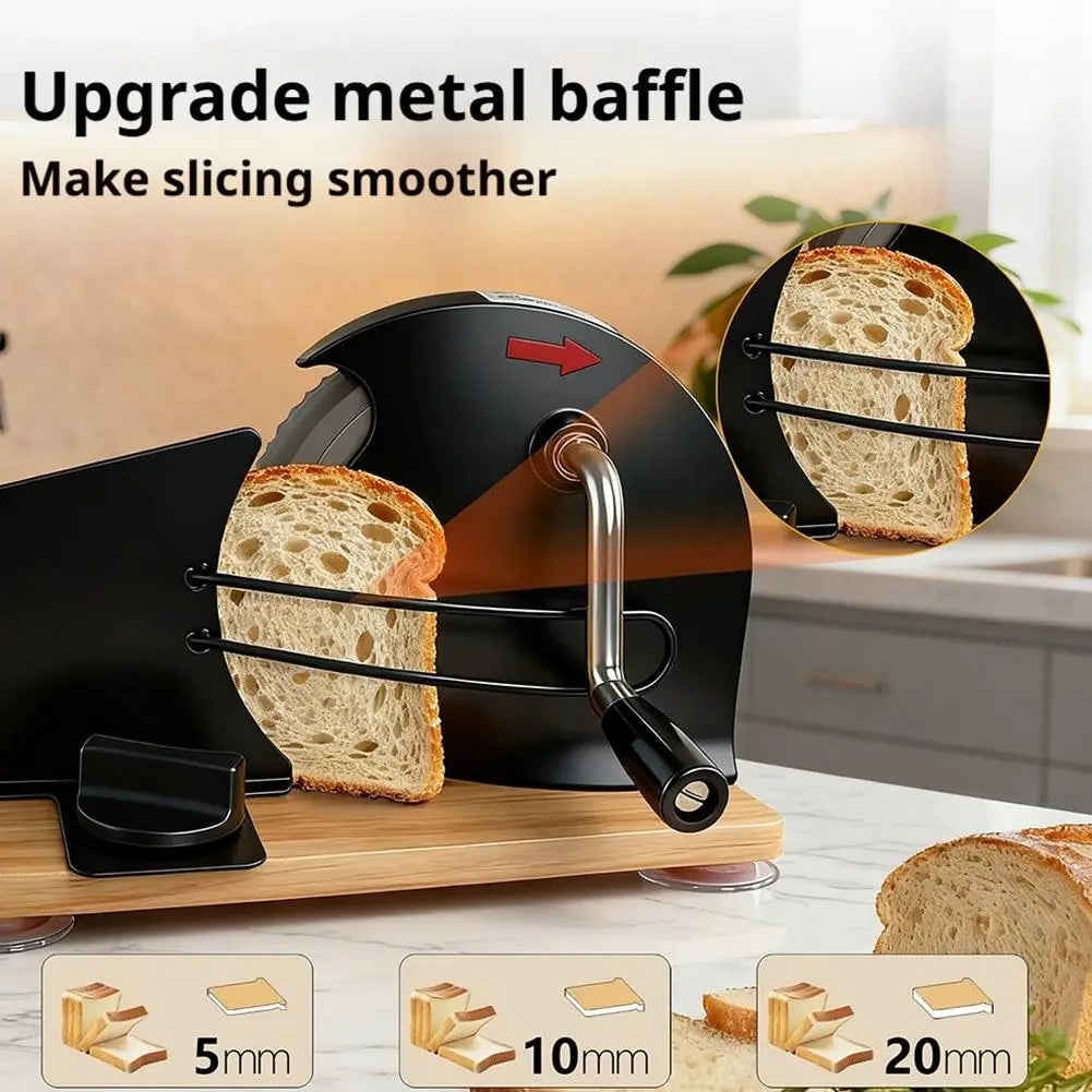 Manual Bread Slicer Adjustable Thickness Stainless Steel Hand Crank