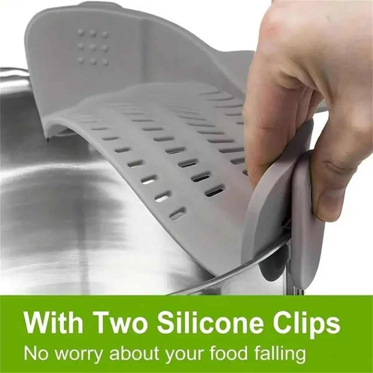 Adjustable Silicone Clip-On Strainer for Pots Pans Bowls - Pasta