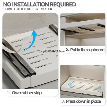 2Pc Pull Out Kitchen Storage Rack w/ Slide Rails Drawer Organizer