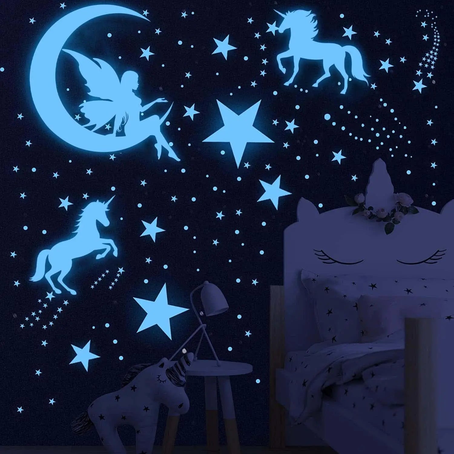 Glow In Dark Unicorn Wall Decals - Removable Kids Room Stickers