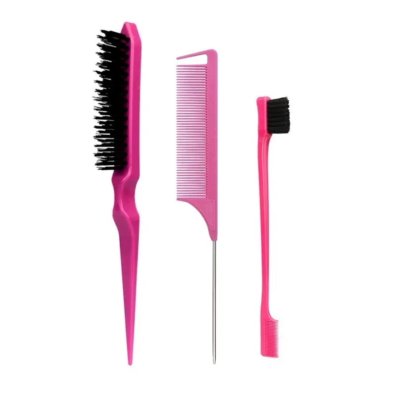 3-Piece Teasing Comb Set - Triple Rat Tail Hair Styling Tools
