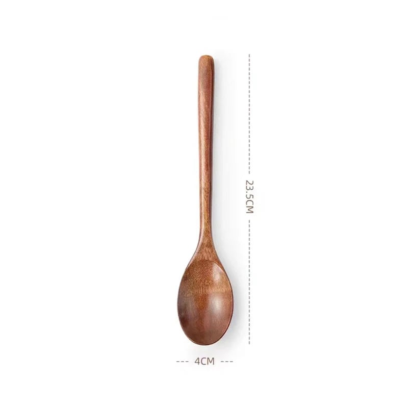2pcs Wooden Spoons Kitchen Utensil Set - Soup Tea Coffee Honey