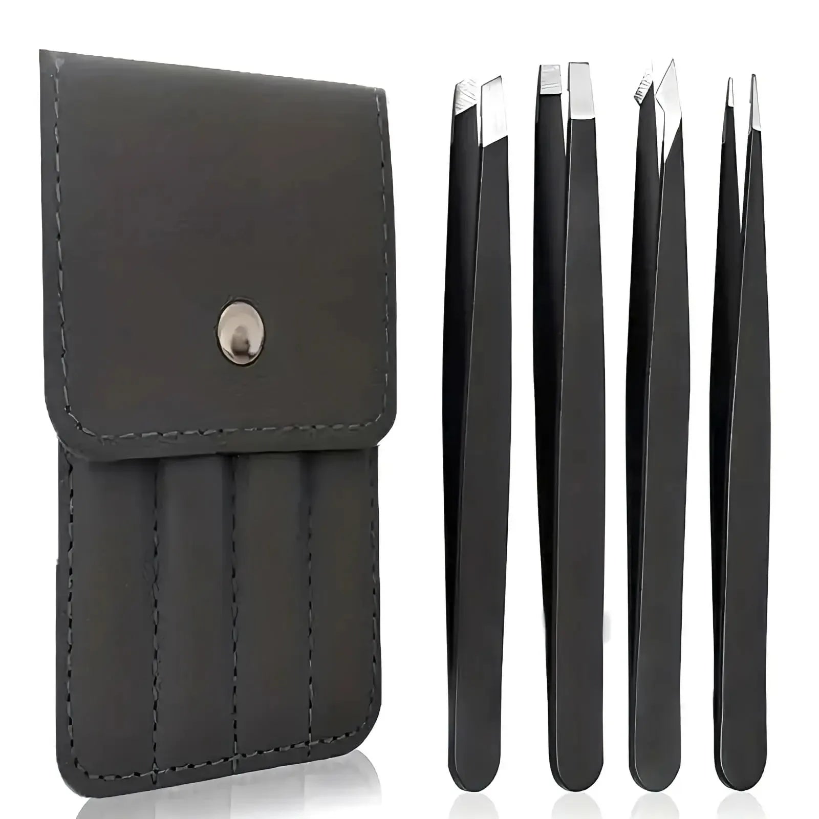 Slanted Stainless Steel Eyebrow Tweezers - Precision Fine Hair