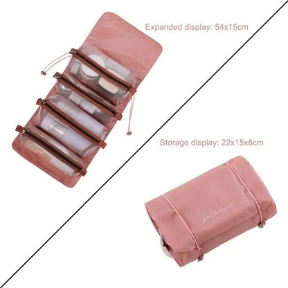Large Capacity PU Leather Cosmetic Travel Organizer Bag - Portable