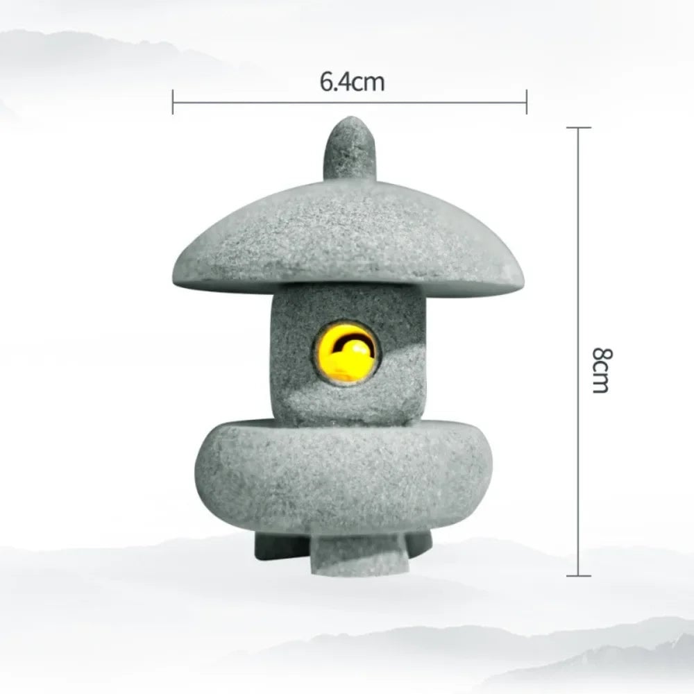 Sandstone Mini Pagoda Lantern - LED Garden Light Zen Landscape Statue