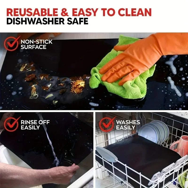4-Size Non-Stick Reusable Oven Liners BBQ Grill Mat Set