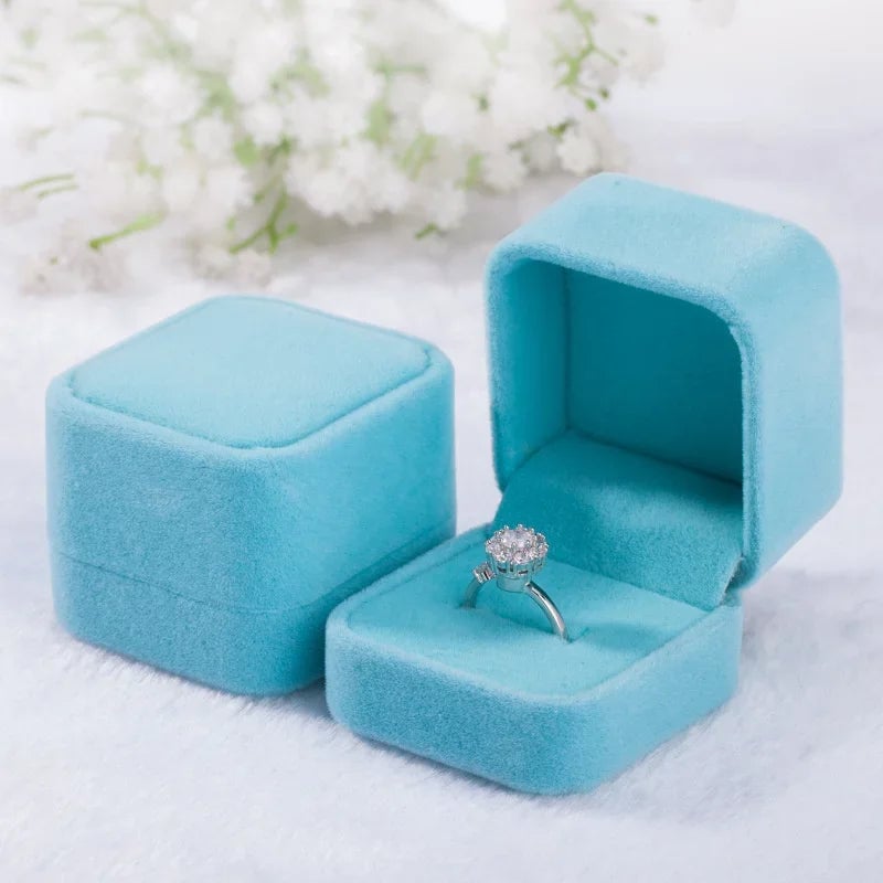 Rounded Flannelette Ring Box - Flocked Jewelry Storage Organizer