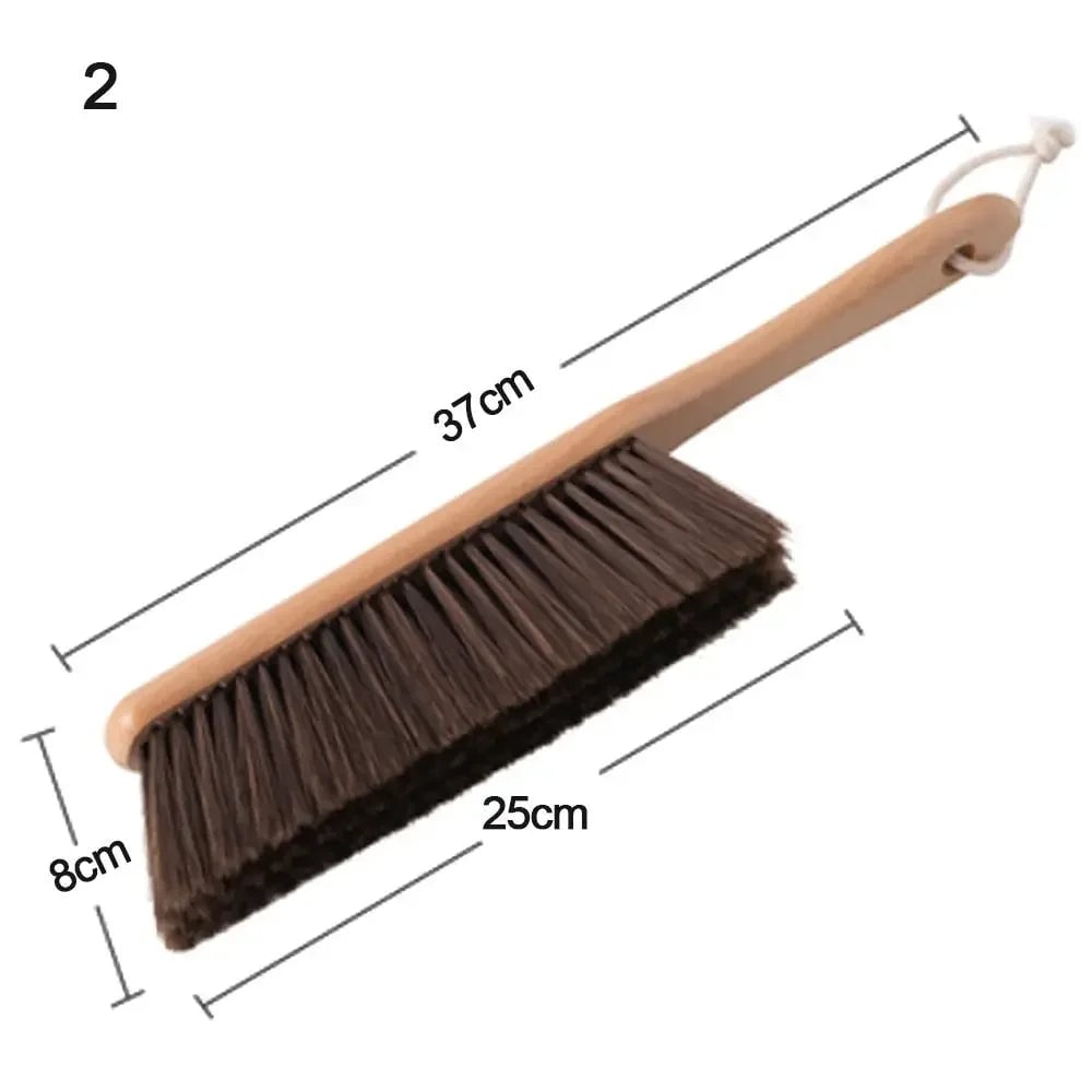 Natural Wood Bristle Anti-Static Coffee Cleaning Brush Desktop Broom