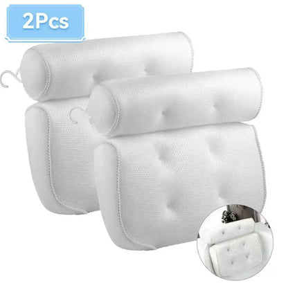Transform your bath experience with premium air mesh bathtub pillows. Ergonomic neck and back support with secure suction cups. 2-pack for ultimate comfort.