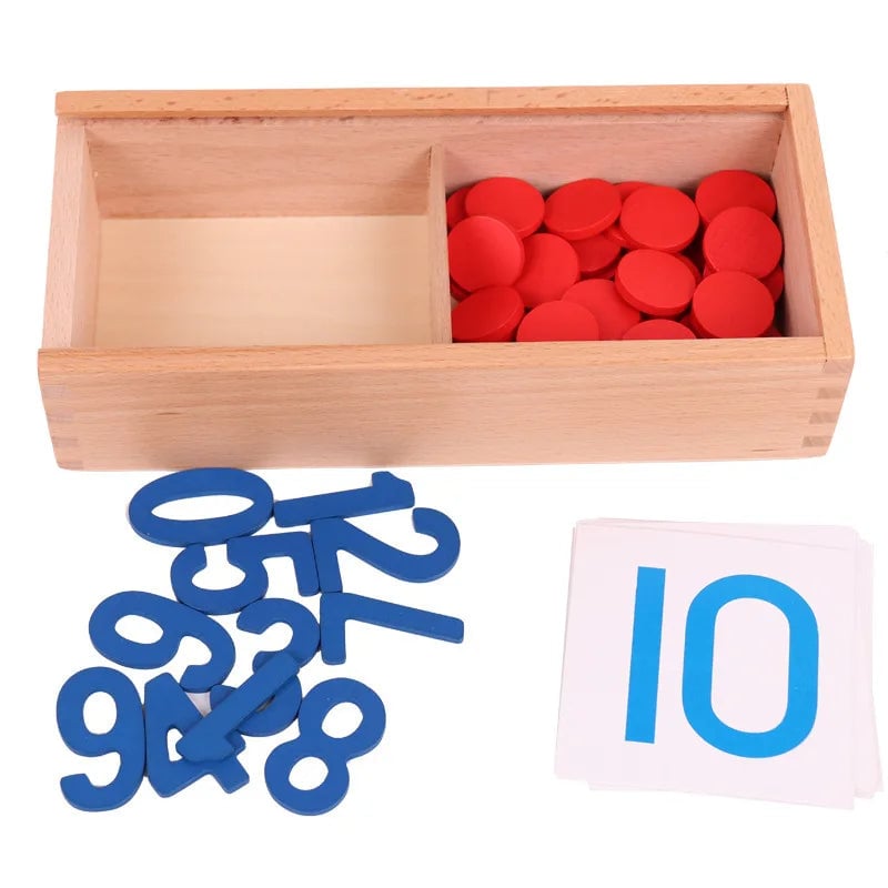 Wooden Montessori Number Cards Math Counting Game Educational Toy