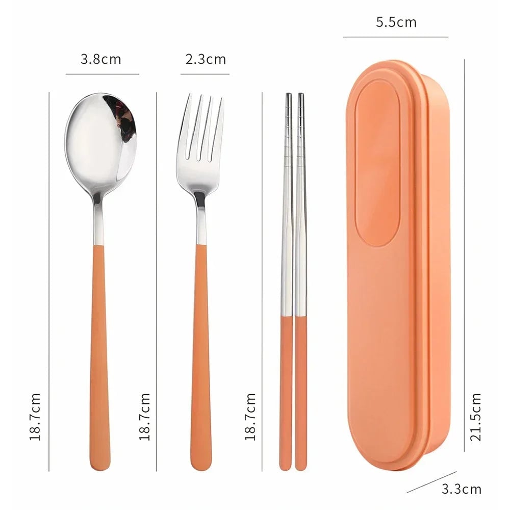304 Stainless Steel Portable Cutlery Set Fork Spoon Storage Box