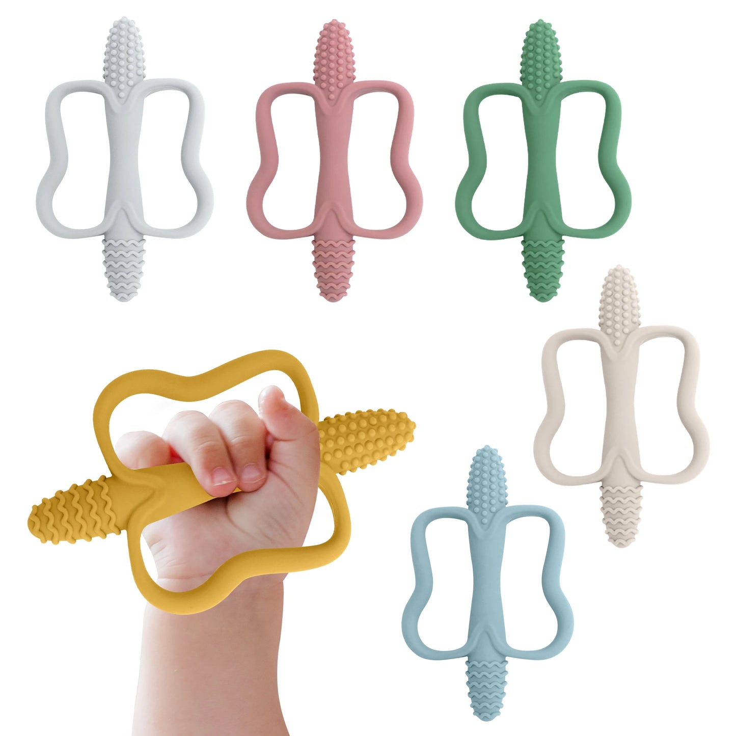 Food Grade Silicone Baby Teething Toys Easy Grip 0-6-12 Months