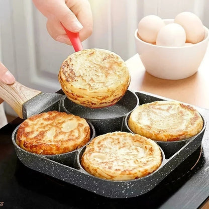 Medical Stone 4-Hole Non-Stick Omelette Pan - Egg Dumpling Frying Pan