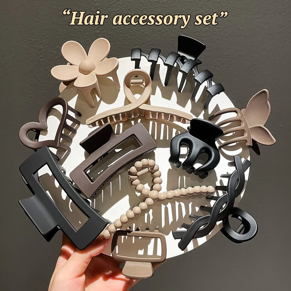 11PCS Frosted Shark Hair Clips Set - Women's Hair Claw Clamps