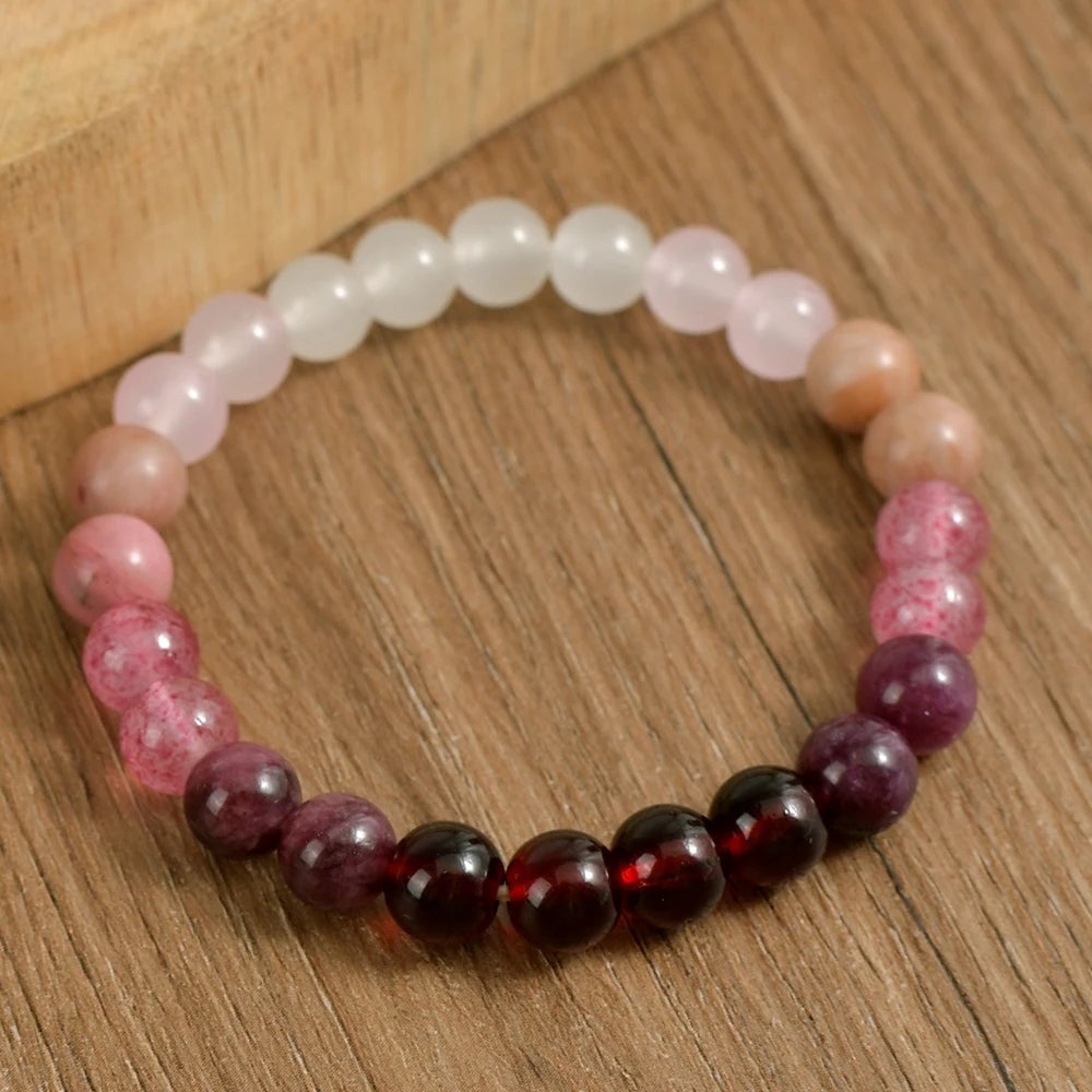 Pink Amethyst Beaded Bracelet - Natural Stone Self Love Jewelry