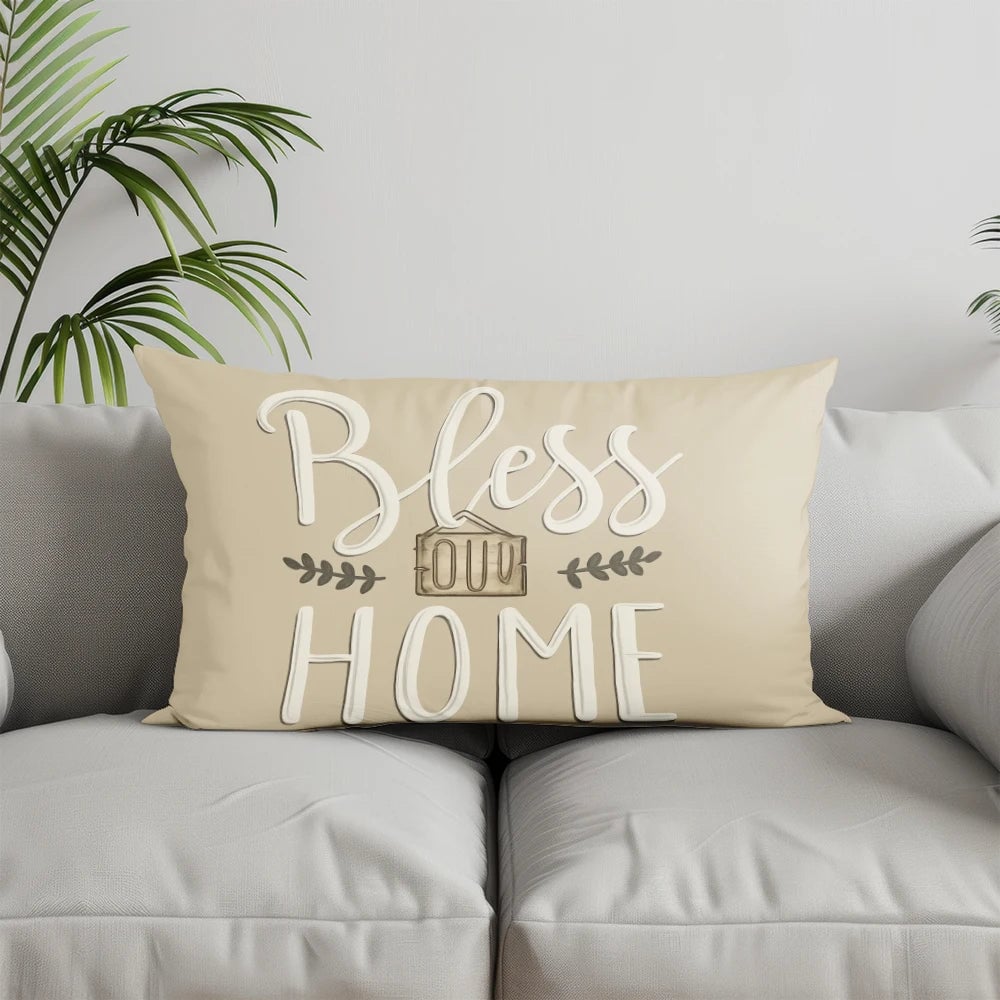 Home Sweet Home Rectangular Throw Pillow Cover - Sofa Bedroom Cushion