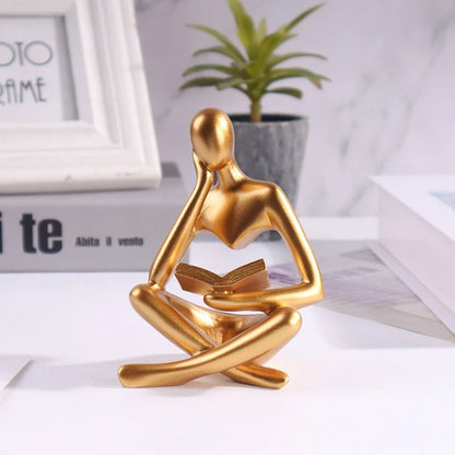Abstract Man Reading Book Resin Sculpture Figurine Home Decor