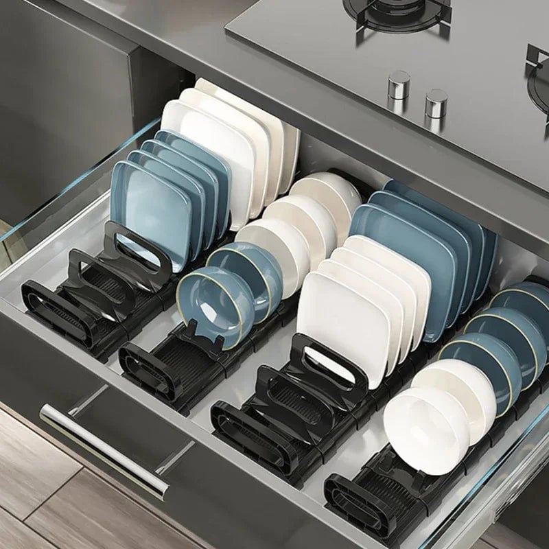 Built-in Kitchen Cabinet Dish Drain Rack Drawer Plate Organizer