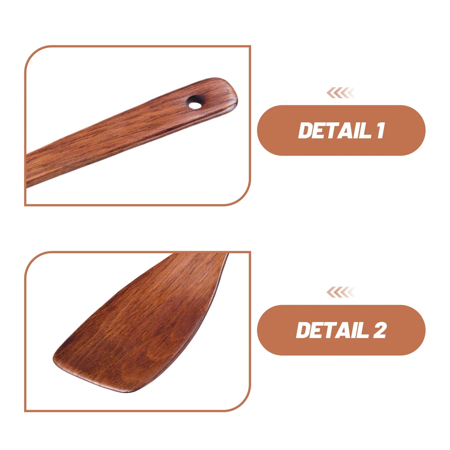 Long Handle Wooden Spatula Turner - Kitchen Cooking Utensil Tool