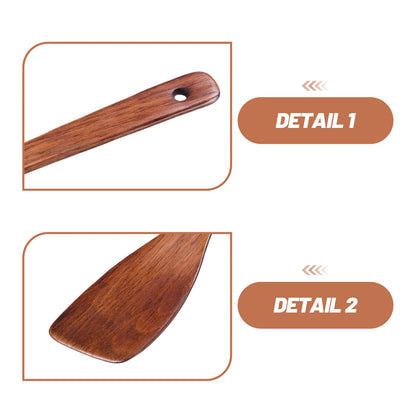 Long Handle Wooden Spatula Turner - Kitchen Cooking Utensil Tool