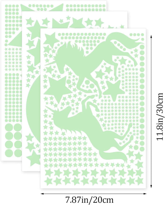 Glow In Dark Unicorn Wall Decals - Removable Kids Room Stickers
