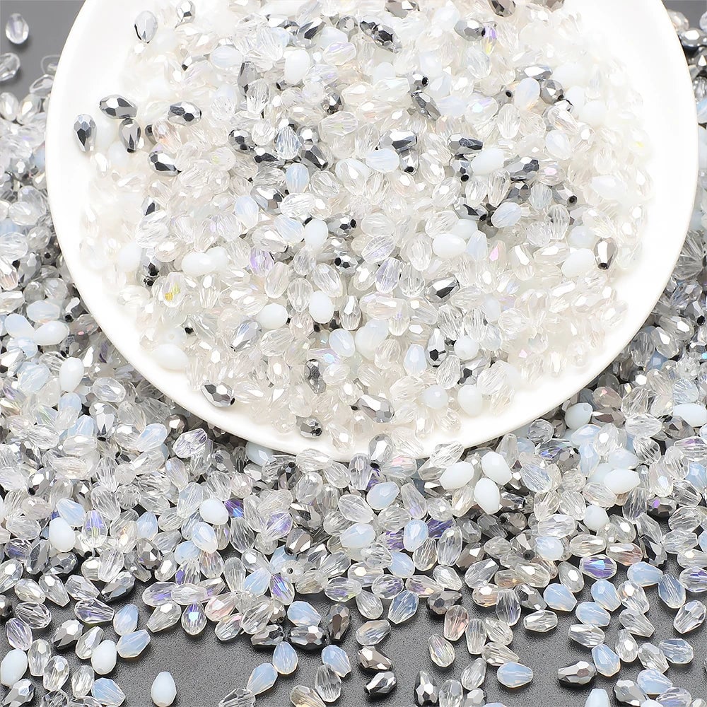 Faceted Glass Teardrop Beads 50-100Pcs Mixed Colors 3x5-6x8mm