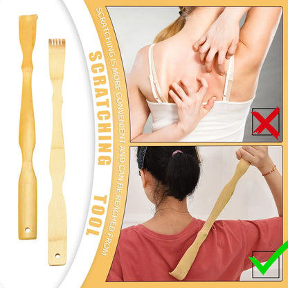Bamboo Back Scratcher with Massage Roller - 24 Inch Long Handle