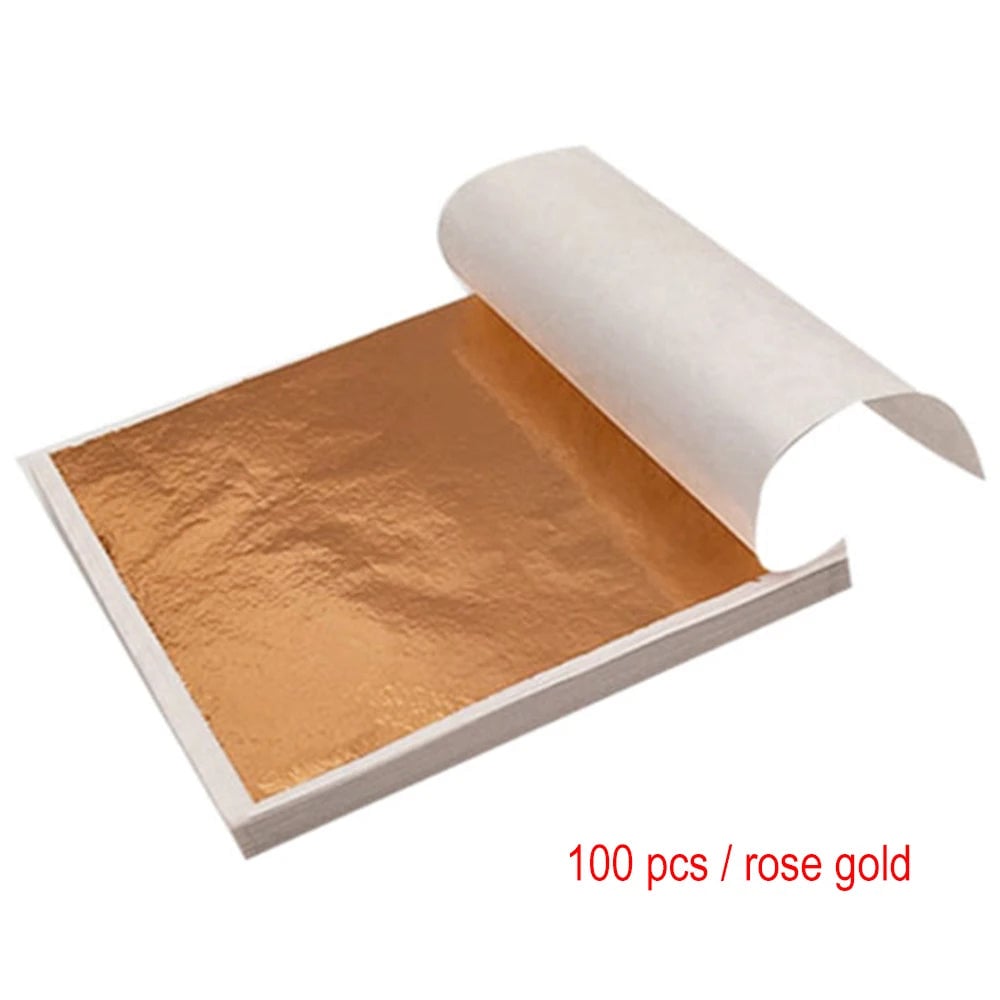 Gold Silver Foil Leaf Paper 100 Sheets Gilding Art Craft