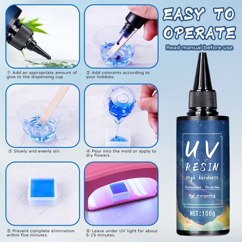 UV Resin Glue High Transparency Fast Drying DIY Jewelry Epoxy