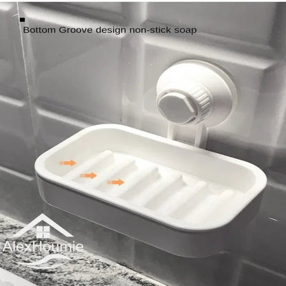Suction Cup Soap Holder Box - Waterproof Bathroom Storage Tray