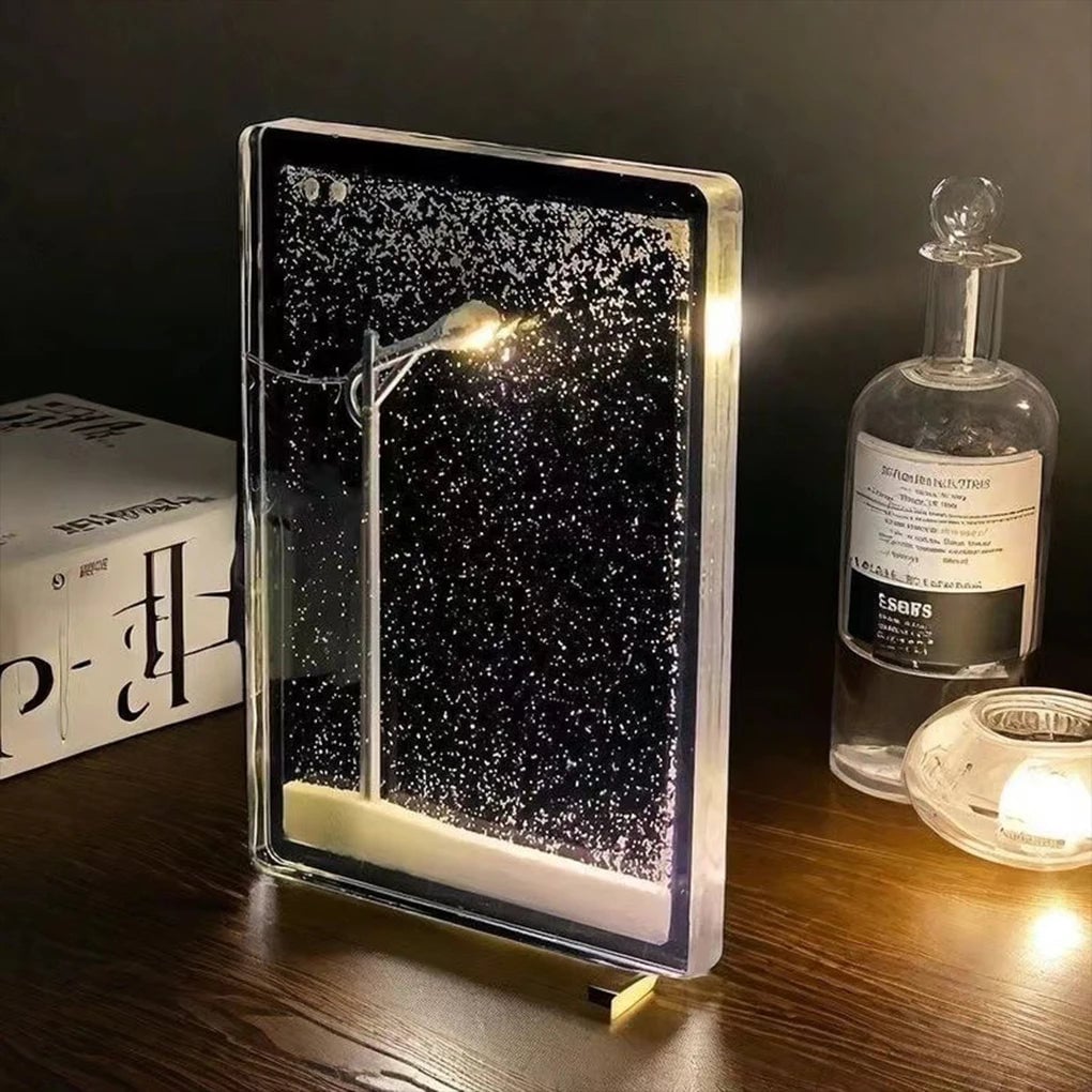 3D DIY Snowflake Night Light Christmas Desktop Street Scene Lamp