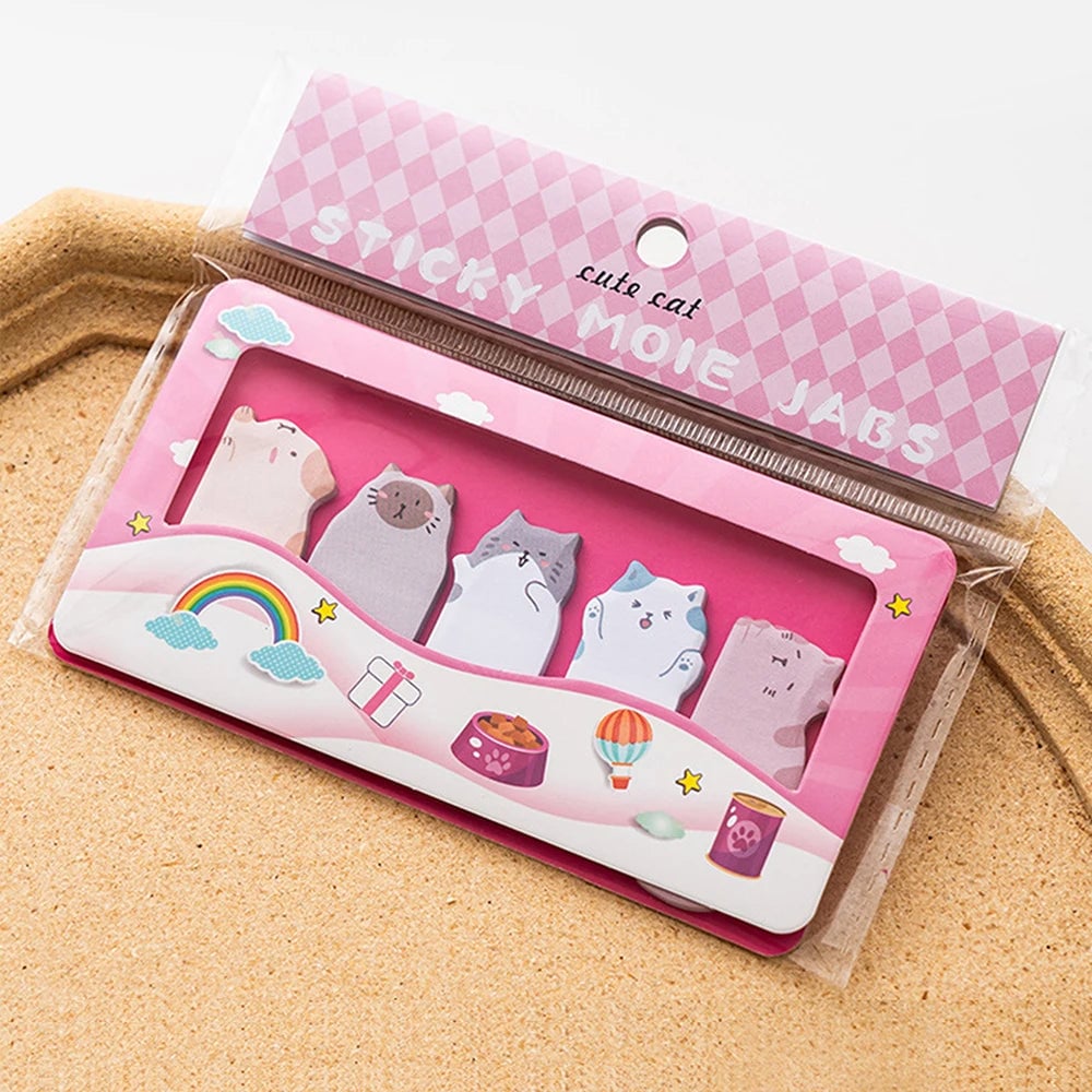 Cartoon Animals Sticky Notes 150 Sheets - Capybara Panda Cat Memo Clips