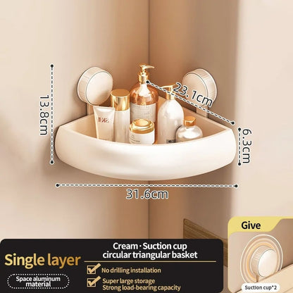 Suction Cup Corner Shelf Triangle Wall Mount Bathroom Organizer
